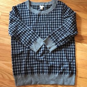 J. Crew Houndstooth 3/4 Sleeve Sweater - Medium